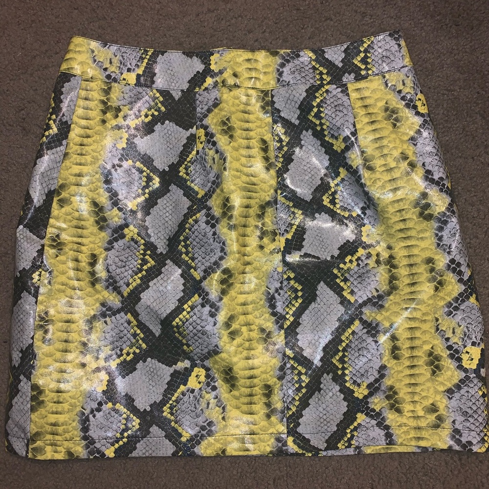 Patent leather snake skin skirt